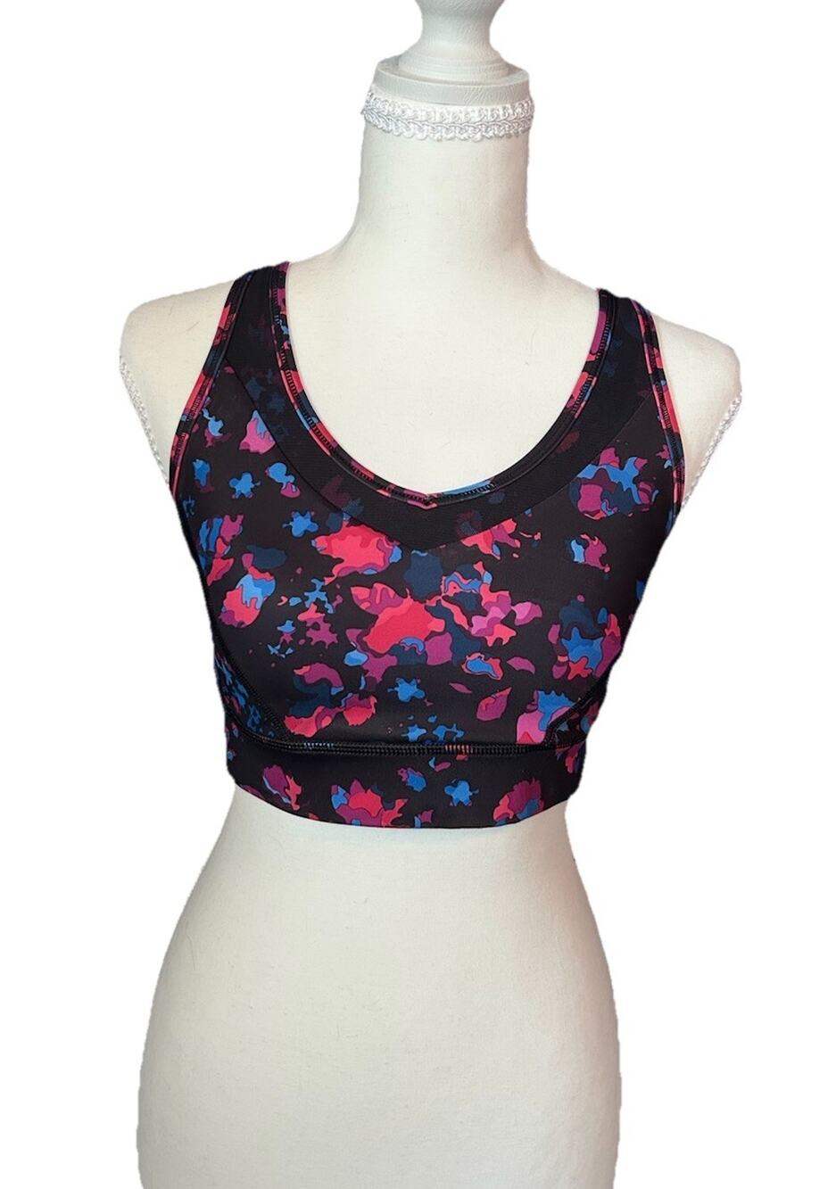 Lululemon Strap it Like it’s Hot Sports Bra Dandy Digie Multi pink blue & Black